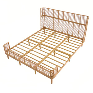 English Elm Christopher Knight Home® - California King Handcrafted PE Wicker Bed with Wingback Headboard, Metal Frame Support, Breathable Design N758P294474N