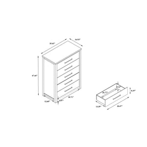 English Elm Avery Solid Wood Chest with Dark Brown Top, Spacious Drawers, Black Bar Handles, Block Feet and Style Beige 38.31 L x 20.47 W x 52.36 H B201P390579