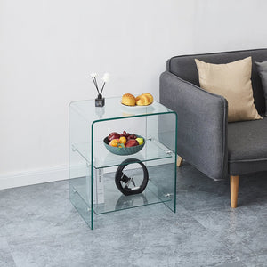 English Elm 2 Tempered Clear Bent Glass SideTable – Waterproof, Stackable Transparent End Table for Home, Office Events W1718P233037
