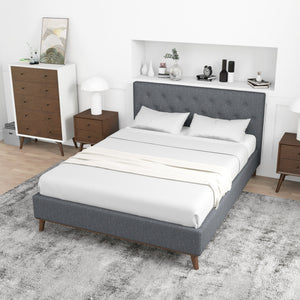 English Elm Ashcroft Furniture - Graceville King Size Upholstered Platform Bed With Tall Tufted Headboard - Modern Comfort & Style B183S00061