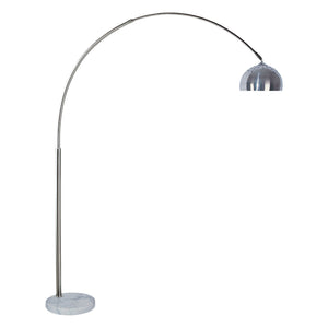 English Elm 1pc Arch Lamp Polished Chrome Stem with White Marble Base, Extendable Neck, Contemporary 81"H Ambient Lighting B2741P317225