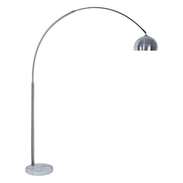 English Elm 1pc Arch Lamp Polished Chrome Stem with White Marble Base, Extendable Neck, Contemporary 81"H Ambient Lighting B2741P317225