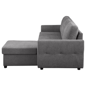 English Elm Kenna Grey Tufted Sleeper Sectional Sofa with Storage Ottoman, Rounded Arms, Smooth Cushions (97) B062S01106