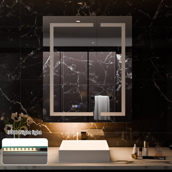 English Elm Smart Led Medicine Cabinet with Anti-fog Mirror Gfci Outlet and Blum Hinges 30x36 W637P382877