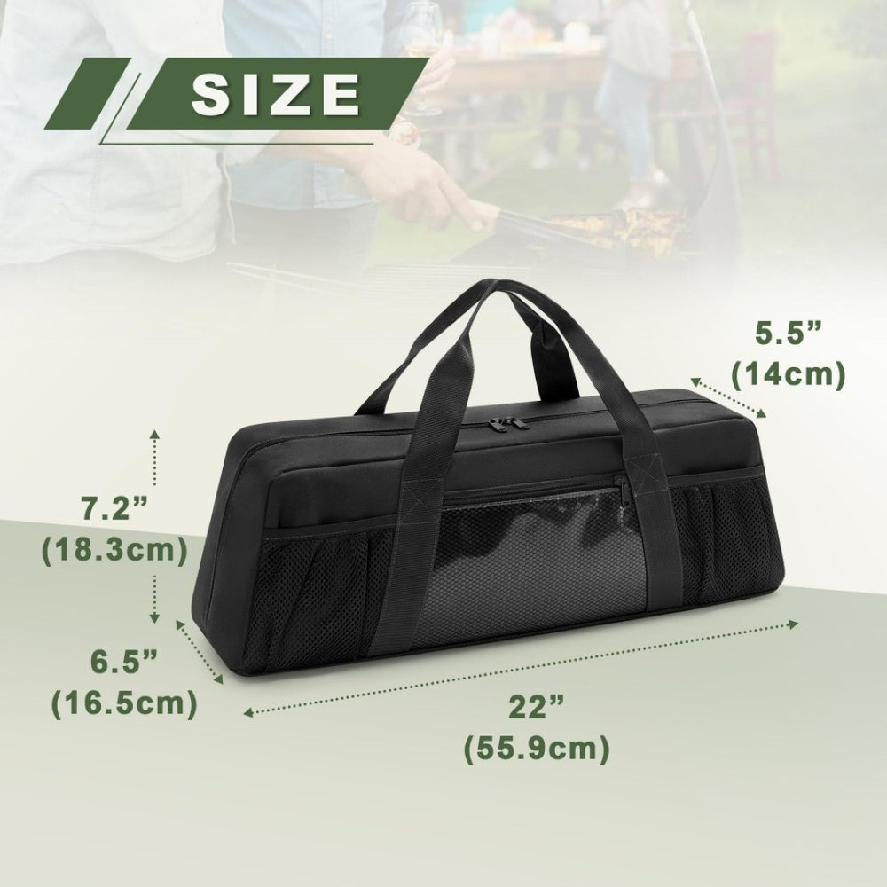 English Elm Large Grilling Tool Organizer Bag with Mesh Pockets and Shoulder Carry Option W2181P483973