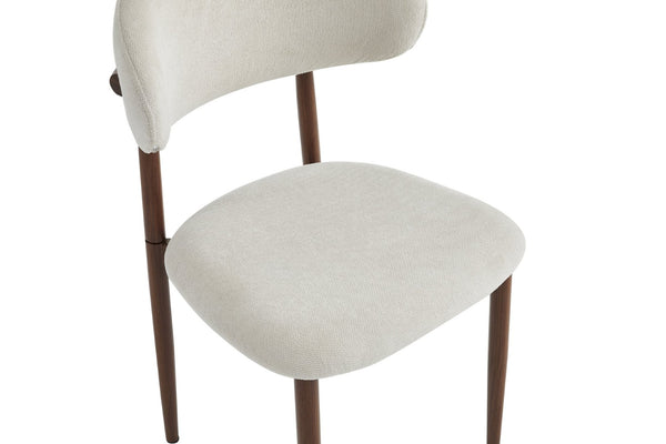 English Elm Dining Chairs Set of Two with Linen Cushions and Iron Legs for Farmhouse Kitchens Beige,Walnut W3590P457160