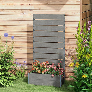 English Elm Outsunny Raised Planter Box with Vertical Trellis Composite Wood Outdoor Patio Garden Gray W2225P174437