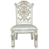 Set of 2 Ivory Pearl Side Chairs with Elegant Nailhead Trim