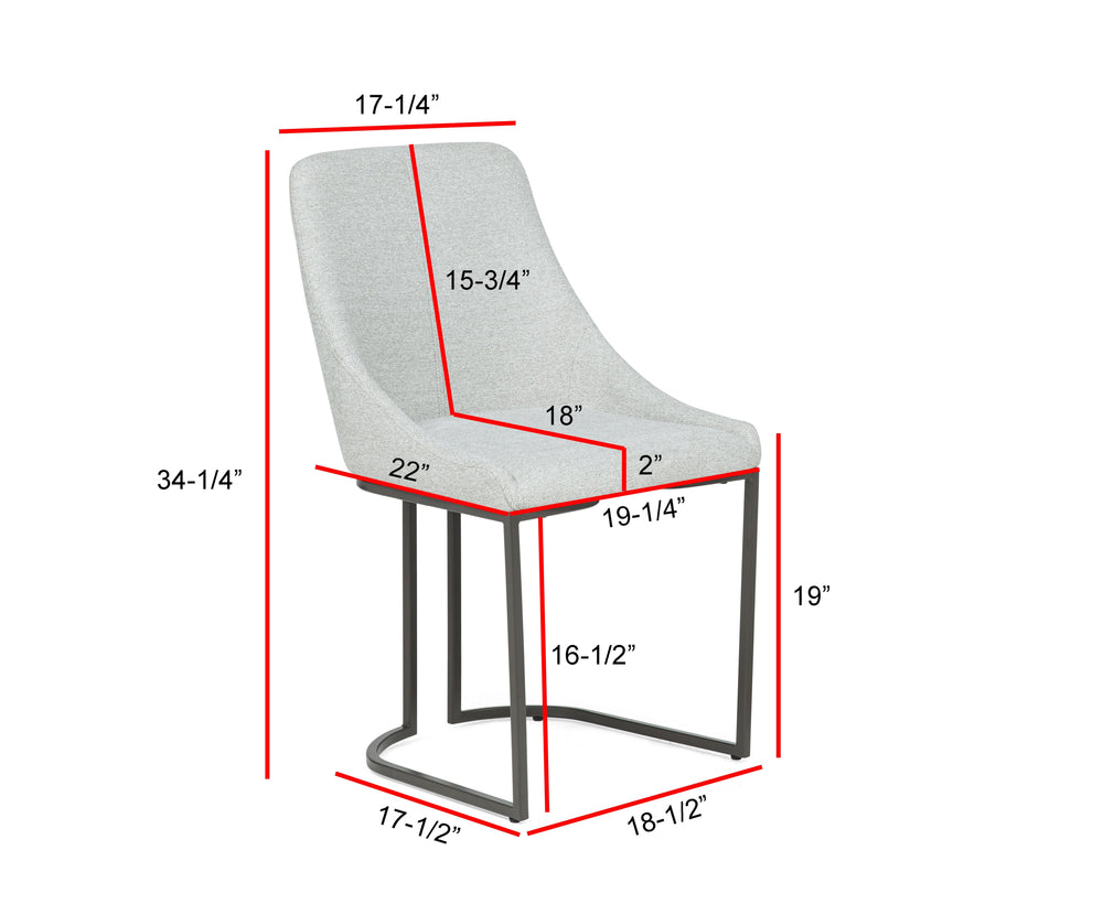 English Elm 2pc Soft Neutral Upholstery Curved Dining Chairs with Sturdy Metal Frame, Modern Gray Accent Seats B2741P370871