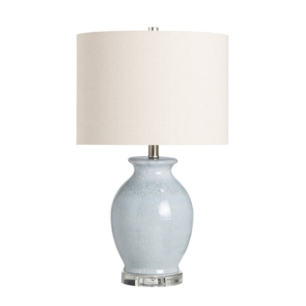 Crestview Collection 24.75"H Coastal Charm Ceramic Table Lamp With Crystal Base & Oatmeal Linen Shade For Versatile Lighting   Cvap2907