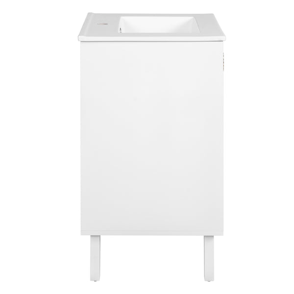 English Elm 20-inch French Style Bathroom Vanity with Integrated Ceramic Sink, Carved Accents & Soft-Close Door White N710P330971K