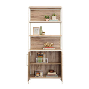 English Elm Bookcase With Doors - Versatile Brown-Finish Storage Solution For Modern Living Spaces & Offices B356P367797
