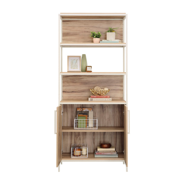 English Elm Bookcase With Doors - Versatile Brown-Finish Storage Solution For Modern Living Spaces & Offices B356P367797