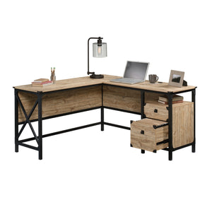 English Elm L-Shaped Desk In Brown Finish - Spacious, Stylish, And Durable For Home Office Or Gaming Setup B356P354419