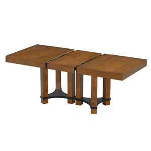 English Elm Topmax Rustic Acacia Extendable Dining Set Seats Eight with Upholstered Chairs SP000064AAD
