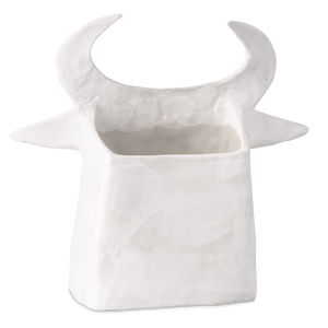 Frank the Bull - Unique Handmade Porcelain Vessel with Whimsical Black Details - 11" Contemporary Art