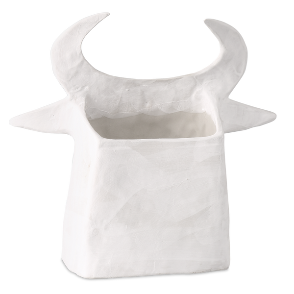 Frank the Bull - Unique Handmade Porcelain Vessel with Whimsical Black Details - 11" Contemporary Art