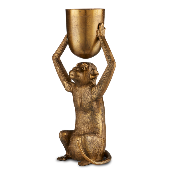 Abu Gold Planter - Vintage-Inspired Cast Aluminum Design with Antique Gold Finish for Bohemian Style