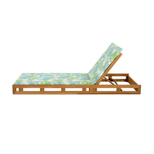 English Elm Christopher Knight Home® - Lounge Chaise Lounge Set - Acacia Wood With Water-Resistant Cushions, 4-Position Recline & Tropical Style N770P272405T_N770P253018L