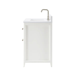 English Elm 36 Inch Solid Wood Bathroom Vanity with Built-in Power Station and Soft-close Drawers W2316P380506