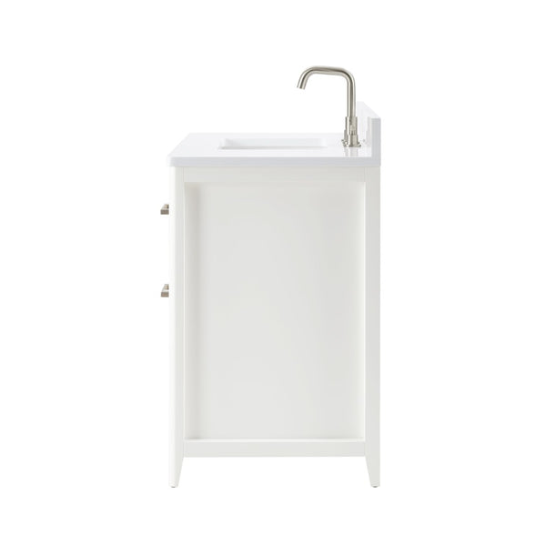English Elm 36 Inch Solid Wood Bathroom Vanity with Built-in Power Station and Soft-close Drawers W2316P380506