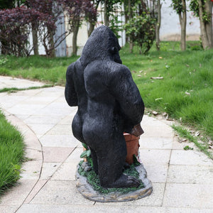 English Elm Outdoor Bear Planter Sculpture Hand Painted Resin Yard Statue for Garden Pathways W5398P455474