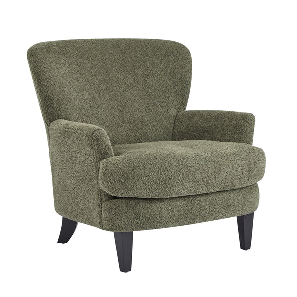 English Elm Christopher Knight Home® - Gerald Boucle Upholstered Club Chair with Tapered Birch Legs, Tonal Piping and Cozy Texture Black,Olive Green 32.25 L x 27.75 W x 20.75 H N776P243710S