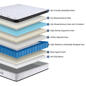 English Elm 12 Inch King Size Hybrid Mattress - Ultimate Comfort With Zoned Support & Gel Foam For Cool Sleep B347P405308