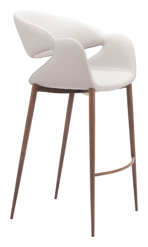 Zuo Modern Limay Barstool - Stylish Beige & Walnut Design With Durable Water-resistant Vinyl For Your Space Beige 100% Polyurethane,Plywood,Steel 110929-zuo-modern
