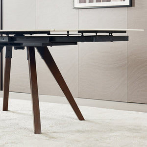 English Elm Retractable Sintered Stone Extendable Dining Table Seats 8 Modern Minimalist Base W5630P456161