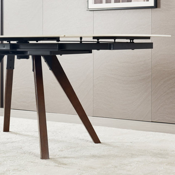 English Elm Retractable Sintered Stone Extendable Dining Table Seats 8 Modern Minimalist Base W5630P456161