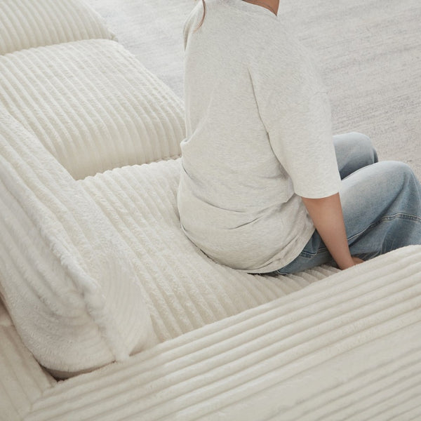 English Elm Cloud Corduroy Sectional Sofa Plush Modular L Shape Design with Convertible Ottoman W2339S00131