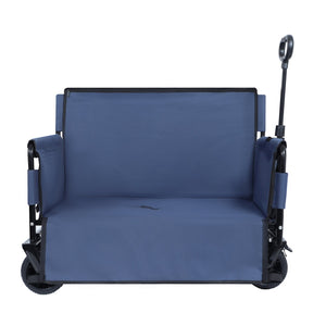 English Elm 3-in-1 Convertible Folding Wagon with Bench Seat Steel Frame 500lb Capacity Dark Blue W2932P283541