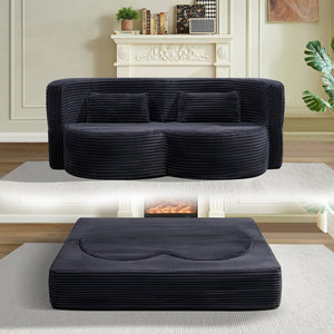 English Elm Folding Floor Futon Sofa Sleeper in Plush Teddy Velvet for Studio or Guest Rooms W3739P368636