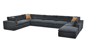 English Elm Coffee Bean Upholstered Modular Sectional Sofa with Toss Pillows Lounge Style Dark Gray B2748S00085
