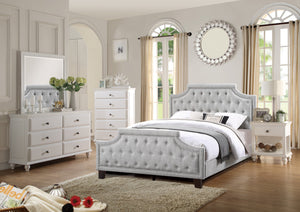 English Elm FULL Bed Gray Fabric Upholstered Full Bed with Wood Frame, 50" Headboard, 28" Footboard, Durable Construction B089S00135