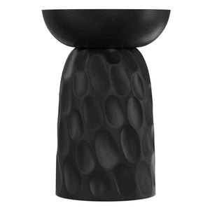 English Elm Boyd Solid Mango Wood Accent Table Hand Carved Geometric Matte Black Sculptural Side B136P414668