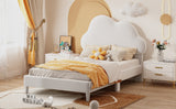 English Elm Twin Size Upholstered Cloud-Shape Bed ,Velvet Platform Bed With Headboard,No Box-Spring Needed,Beige