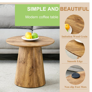 English Elm Natural Wood Grain Mdf Round Side Table Compact Accent for Living Room or Bedroom W2920P232763