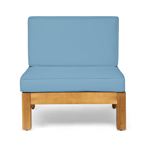 English Elm Christopher Knight Home® - Brava Handcrafted 3-Seater Outdoor Sectional Sofa Set - Durable Acacia Wood & Water-Resistant Cushions 64491.00-64492.00-64493.00BLU