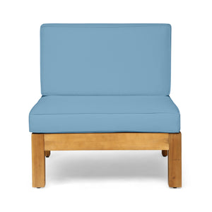 English Elm Christopher Knight Home® - Brava Handcrafted 3-Seater Outdoor Sectional Sofa Set - Durable Acacia Wood & Water-Resistant Cushions 64491.00-64492.00-64493.00BLU