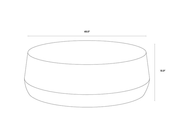 Sunpan Creed Coffee Table - Hand-Etched Iron Design with Drum Base, Perfect for Modern Living Spaces Large - 48W x 48D x 15H