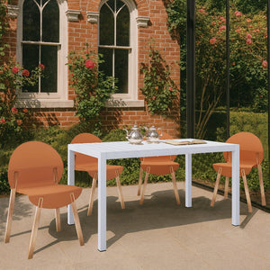 English Elm 4-Pack Red Oak Leg Chairs with Ergonomic PP Seats and Folding Modern Square Table, Durable Set Tropical Orange,White W3450S00034