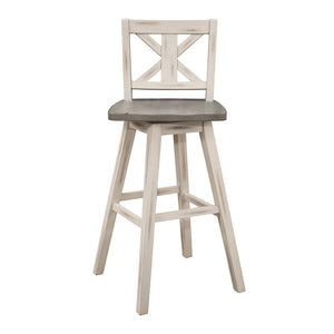 English Elm Pub Height Swivel Chairs Set Of 2 - Distressed Gray & White X-Back Design, Perfect For Home Bars! B011P194916-GIGA