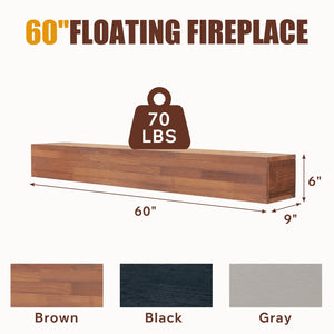 English Elm 60" Solid Cedar Floating Mantel Shelf Rustic Farmhouse Style for Living Room Decor Light Brown W1390P407395