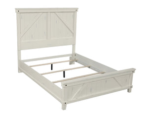 English Elm Queen Industrial Farmhouse Panel Bed with Built-In Bluetooth Speakers, USB Ports & LED Reading Lights White 86 L x 11.25 W x 5 H B2699S00054