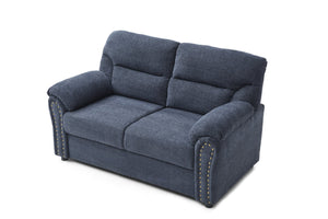 English Elm Hamilton Love Seat with Chenille Upholstery, Nailhead Trim and Pillow Arms for Classic Comfort Blue 33 L x 61 W x 23 H B078P349531