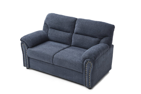 English Elm Hamilton Love Seat with Chenille Upholstery, Nailhead Trim and Pillow Arms for Classic Comfort Blue 33 L x 61 W x 23 H B078P349531