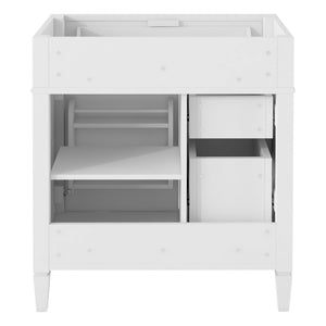 English Elm 30'' Modern Bathroom Vanity Cabinet with Roman Legs, 3 Drawers, Adjustable Shelf, Tip-Out Drawer, Durable MDF/Solid Wood White N710P236988K