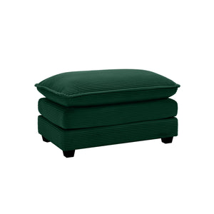 English Elm Ottoman Corduroy Footstool with Plush Memory Foam Cushioning, Retro Chic Accent for Living Rooms Green W714P185480
